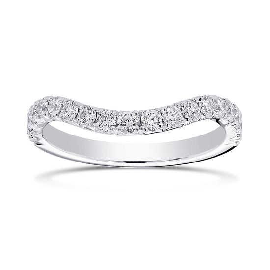 Contoured Half Eternity Diamond Wedding Band 