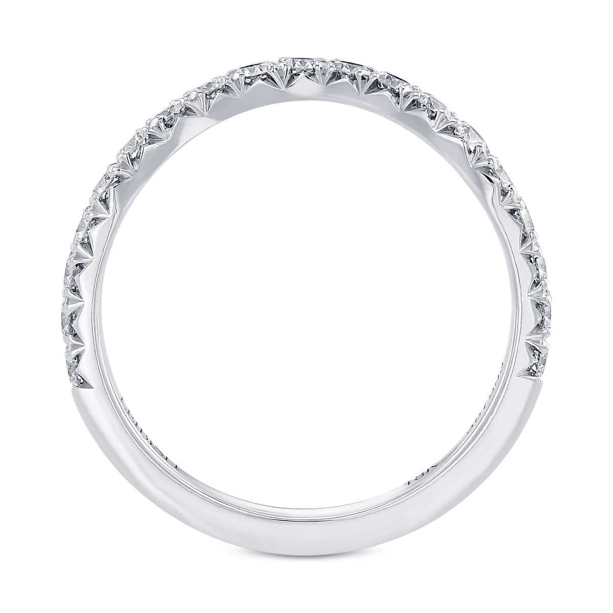 Contoured Half Eternity Diamond Wedding Band 