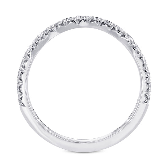 Contoured Half Eternity Diamond Wedding Band 