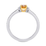 Fancy Deep Orange Yellow Round Diamond Accent & Pave Ring
