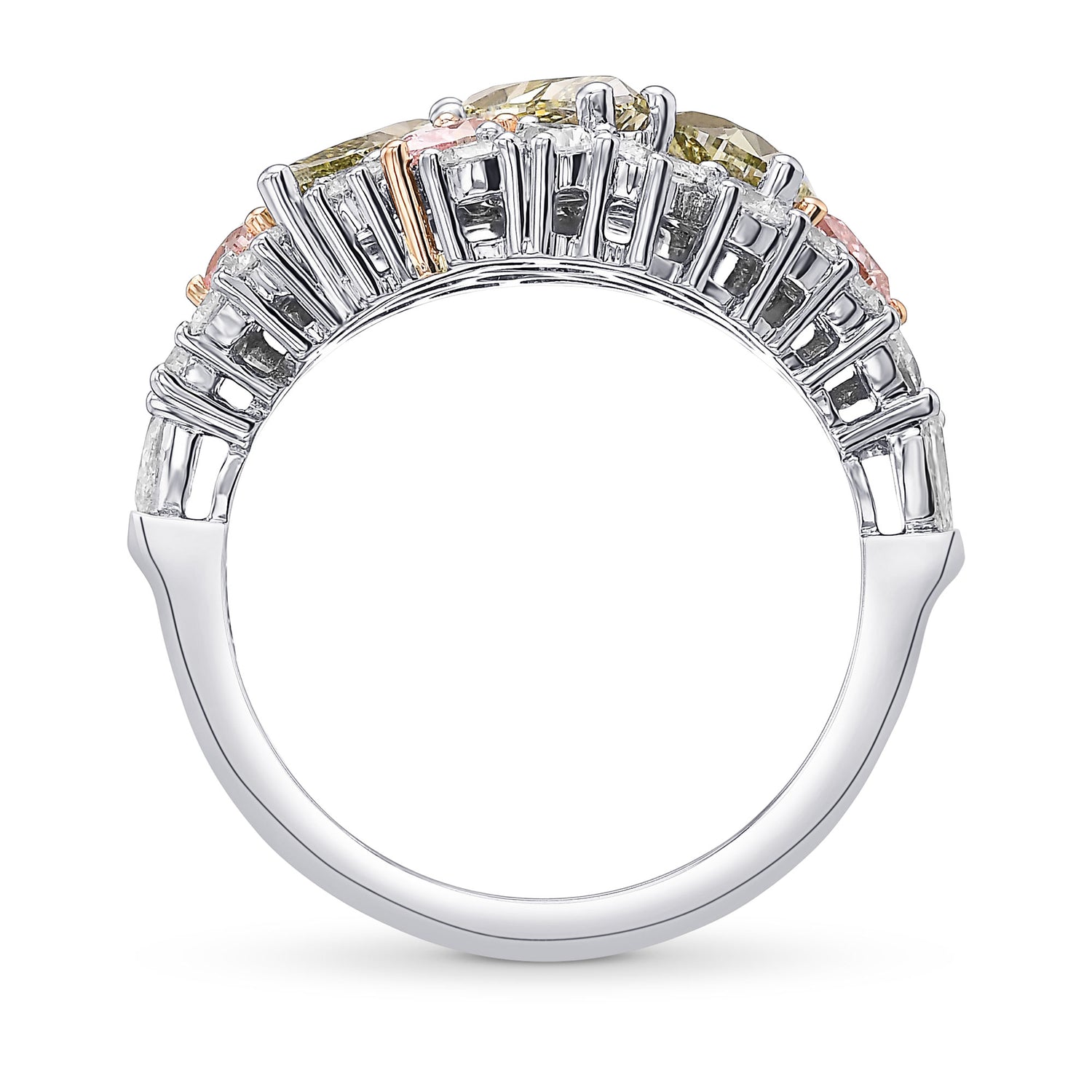  Extraordinary Mix Shape and Color Diamond Bombe Ring