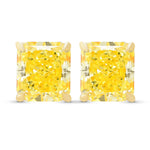  Fancy Intense Yellow Radiant Stud Earrings