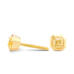 Fancy Yellow Asscher Cut Diamond Stud Earrings