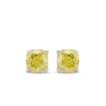 Fancy Yellow Cushion Diamond Stud Earrings