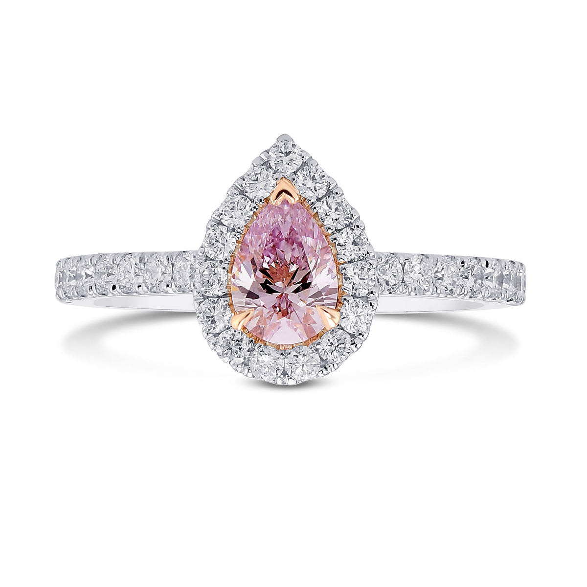 Fancy Light Purplish Pink Pear Diamond Halo Ring