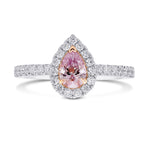 Fancy Light Purplish Pink Pear Diamond Halo Ring