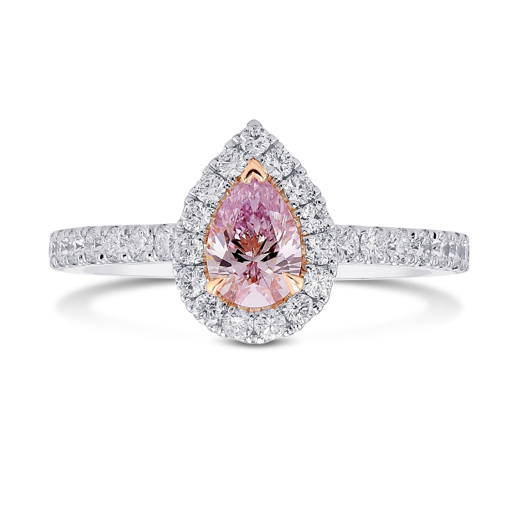 Fancy Light Purplish Pink Pear Diamond Halo Ring