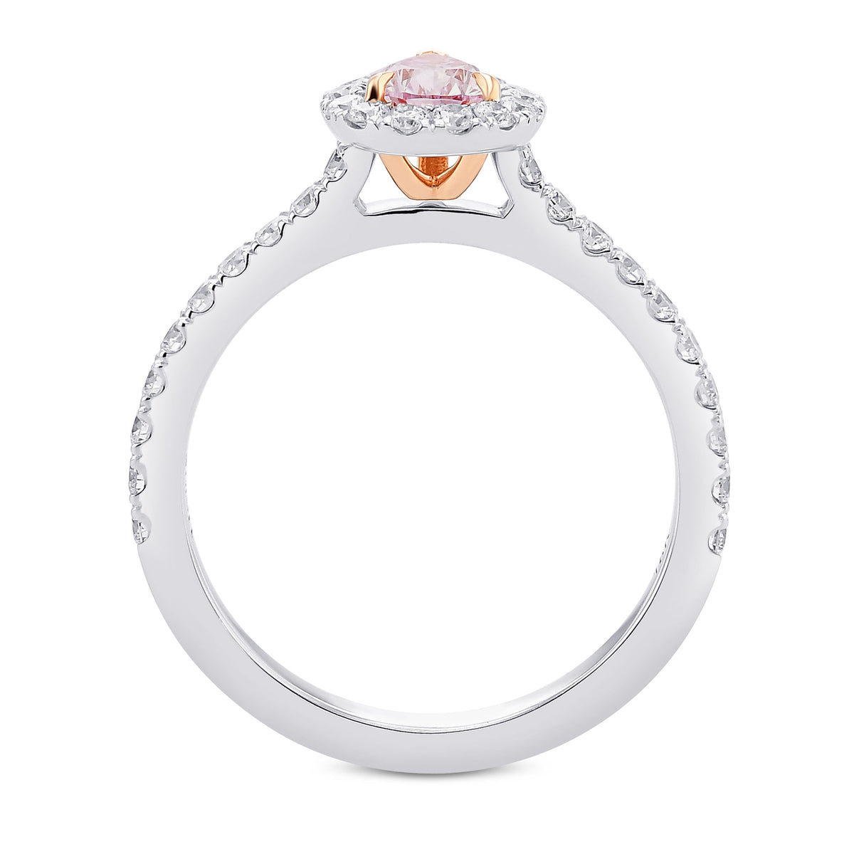 Fancy Light Purplish Pink Pear Diamond Halo Ring