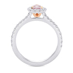 Fancy Light Purplish Pink Pear Diamond Halo Ring