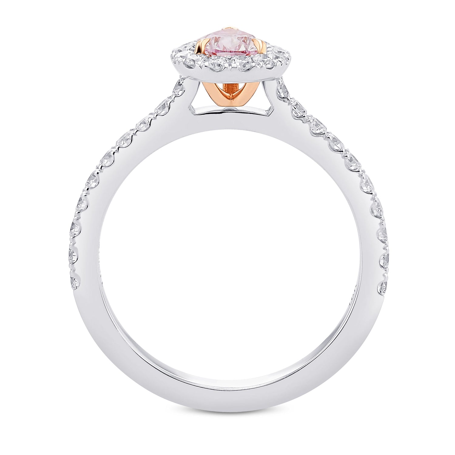 Fancy Light Purplish Pink Pear Diamond Halo Ring