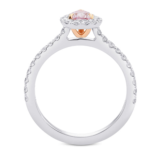 Fancy Light Purplish Pink Pear Diamond Halo Ring