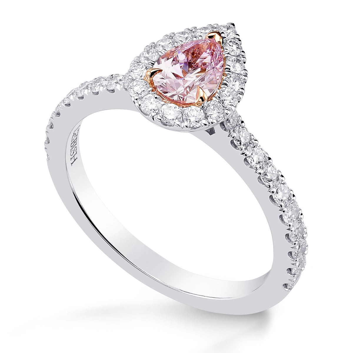 Fancy Light Purplish Pink Pear Diamond Halo Ring