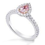 Fancy Light Purplish Pink Pear Diamond Halo Ring