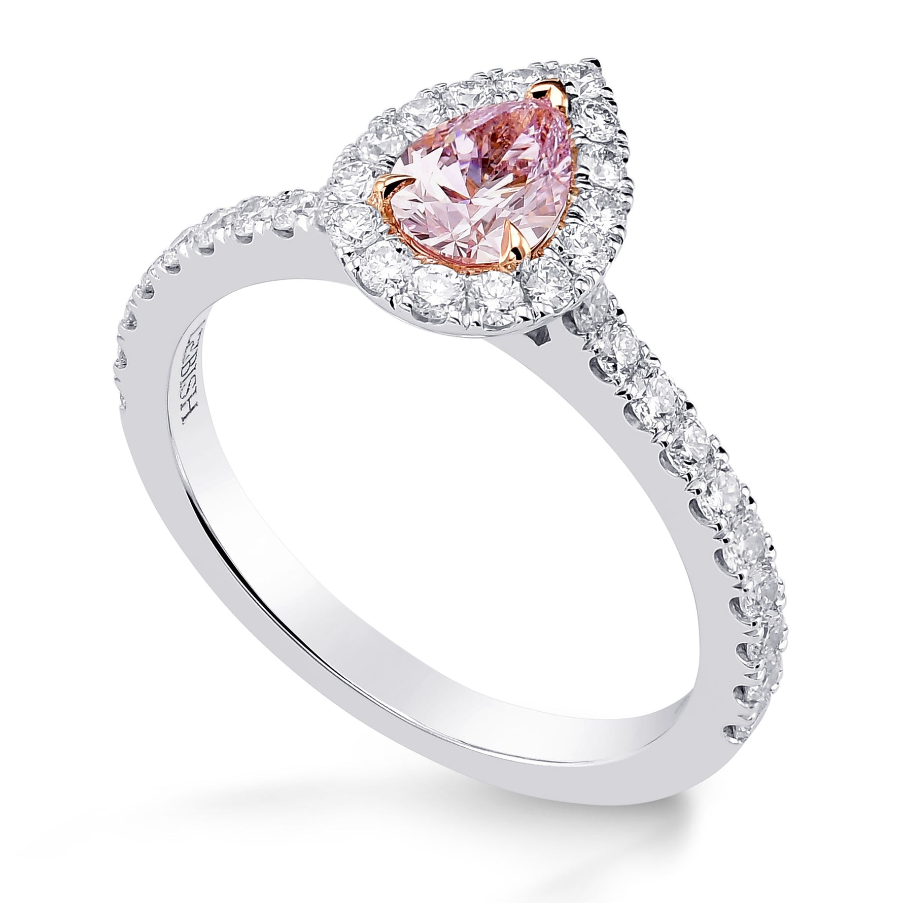 Fancy Light Purplish Pink Pear Diamond Halo Ring