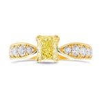 Fancy Yellow Radiant Side Stones Diamond Ring