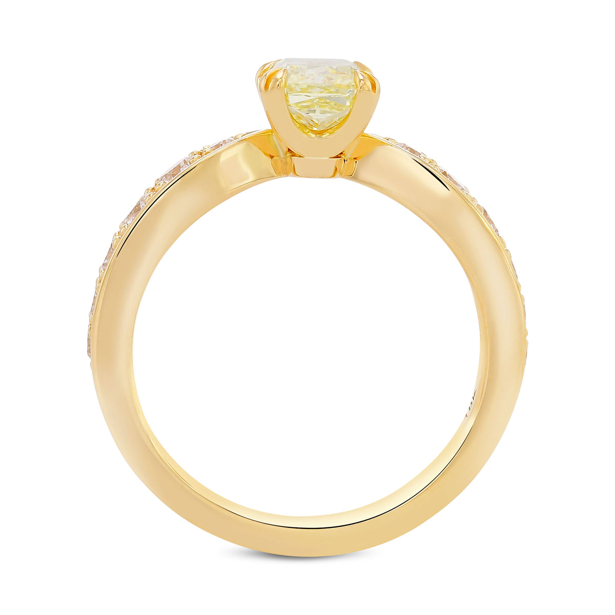 Fancy Yellow Radiant Side Stones Diamond Ring