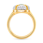Oval Emerald and Fancy Intense Yellow Diamond Ring 