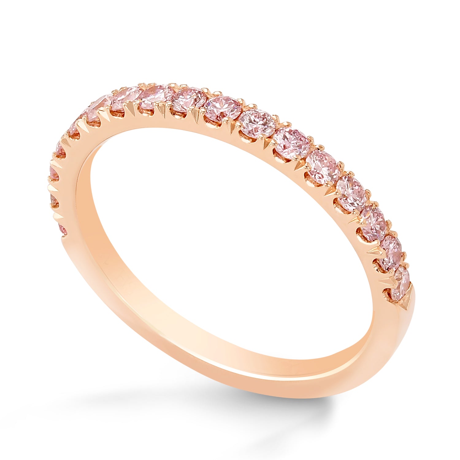 Half Eternity Fancy Pink Diamond Wedding Band