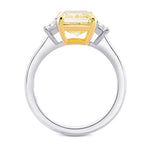 Fancy Light Yellow Radiant and Trapezoid Diamond 3 Stone Ring