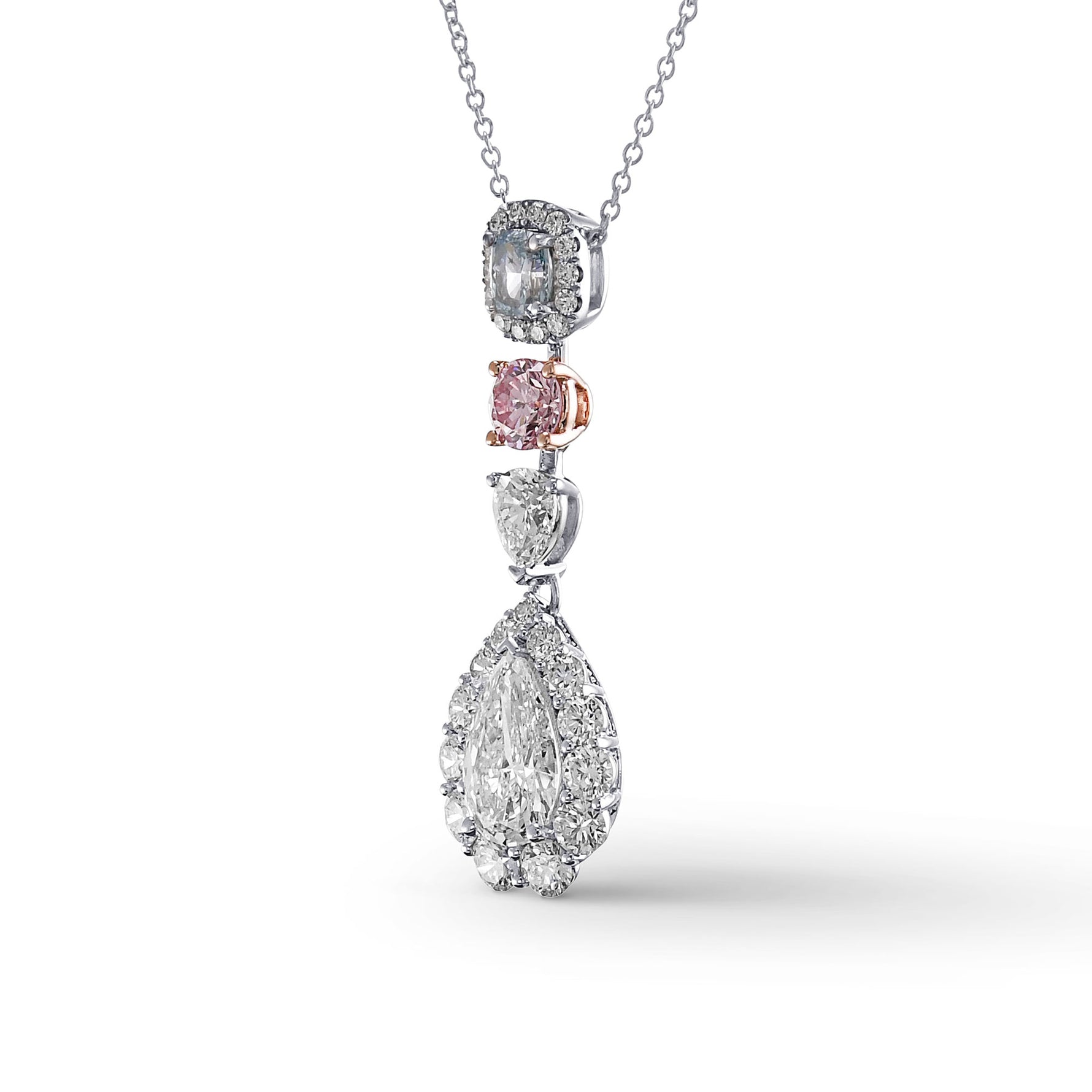 Designer Collection and Fancy Intense Green Blue Drop Diamond Pendant 