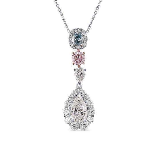 Designer Collection and Fancy Intense Green Blue Drop Diamond Pendant 