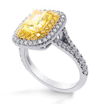 Fancy Intense Yellow Radiant Double Halo Diamond Ring