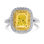 Fancy Intense Yellow Radiant Double Halo Diamond Ring