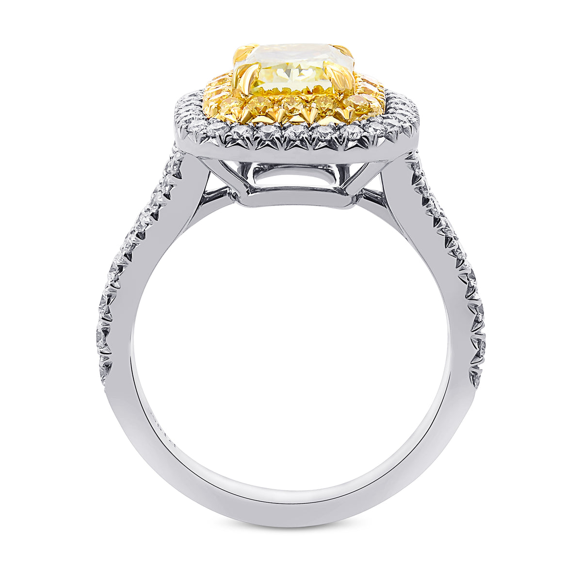 Fancy Intense Yellow Radiant Double Halo Diamond Ring