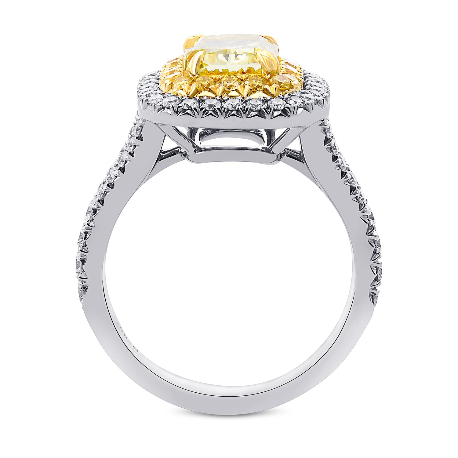 Fancy Intense Yellow Radiant Double Halo Diamond Ring