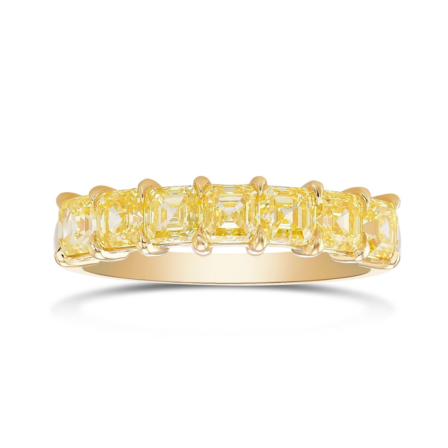  Fancy Intense Yellow Asscher Diamond Band Ring