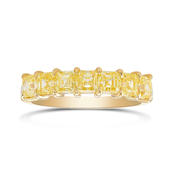 Fancy Intense Yellow Asscher Diamond Band Ring