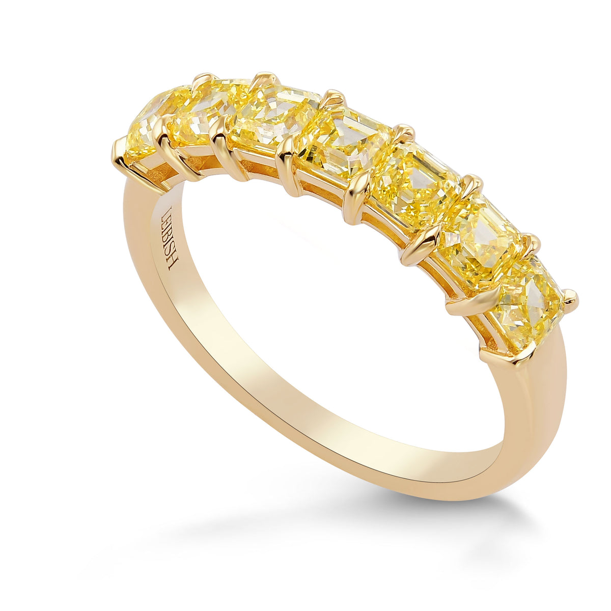  Fancy Intense Yellow Asscher Diamond Band Ring