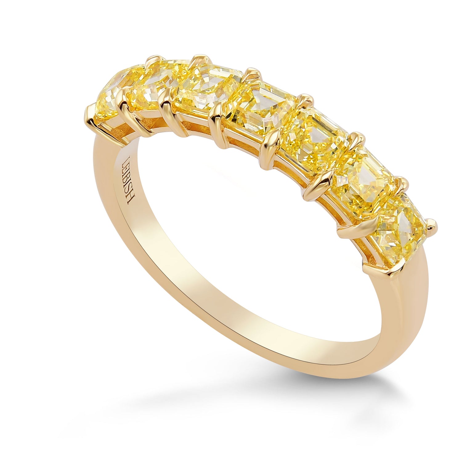  Fancy Intense Yellow Asscher Diamond Band Ring