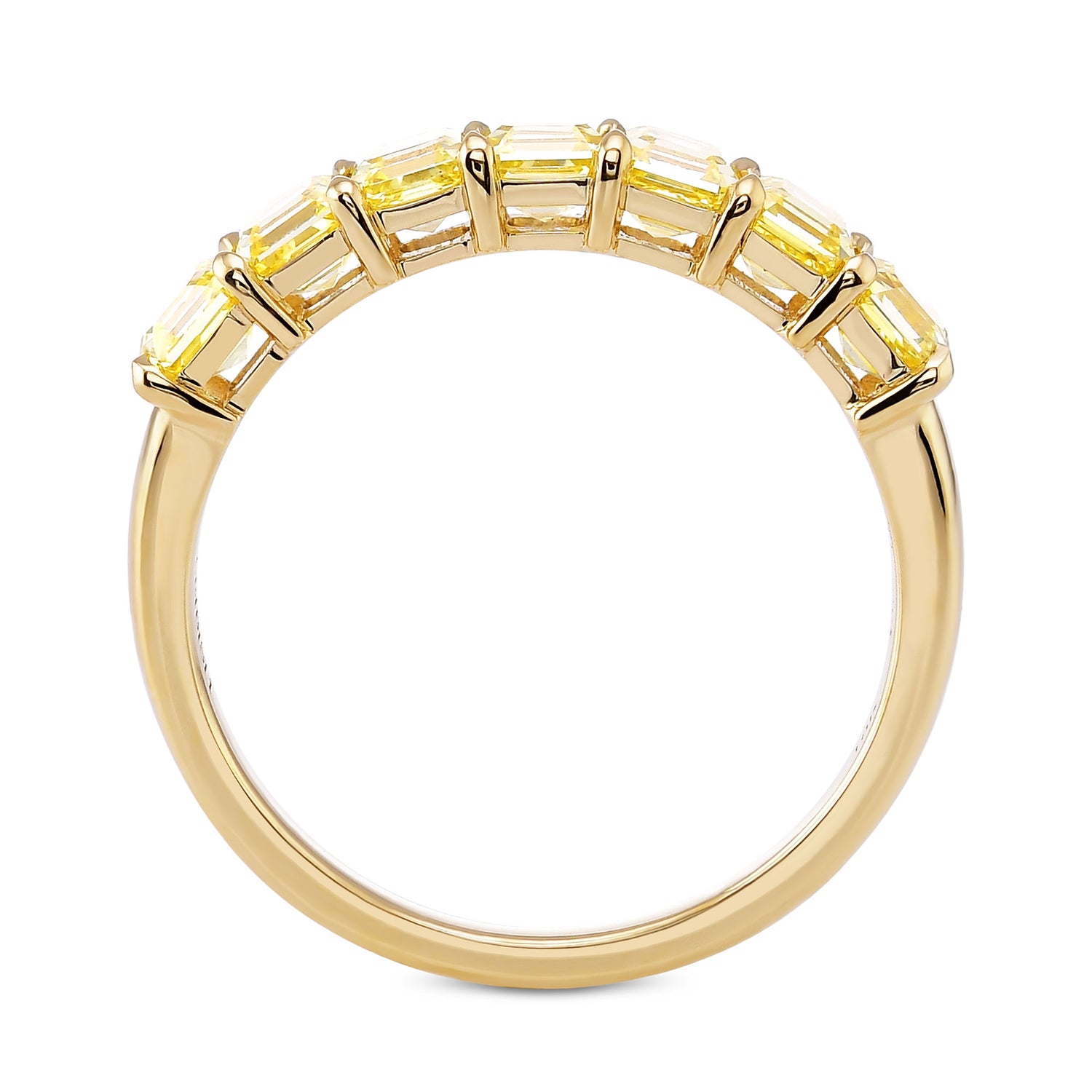  Fancy Intense Yellow Asscher Diamond Band Ring
