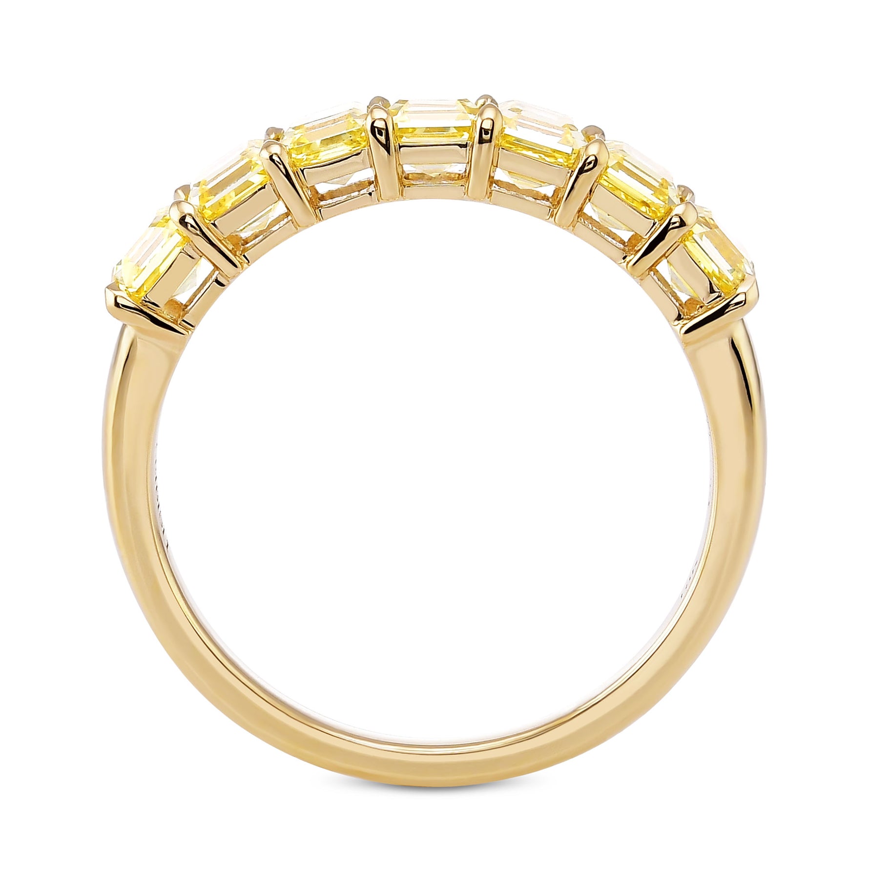  Fancy Intense Yellow Asscher Diamond Band Ring