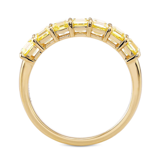  Fancy Intense Yellow Asscher Diamond Band Ring