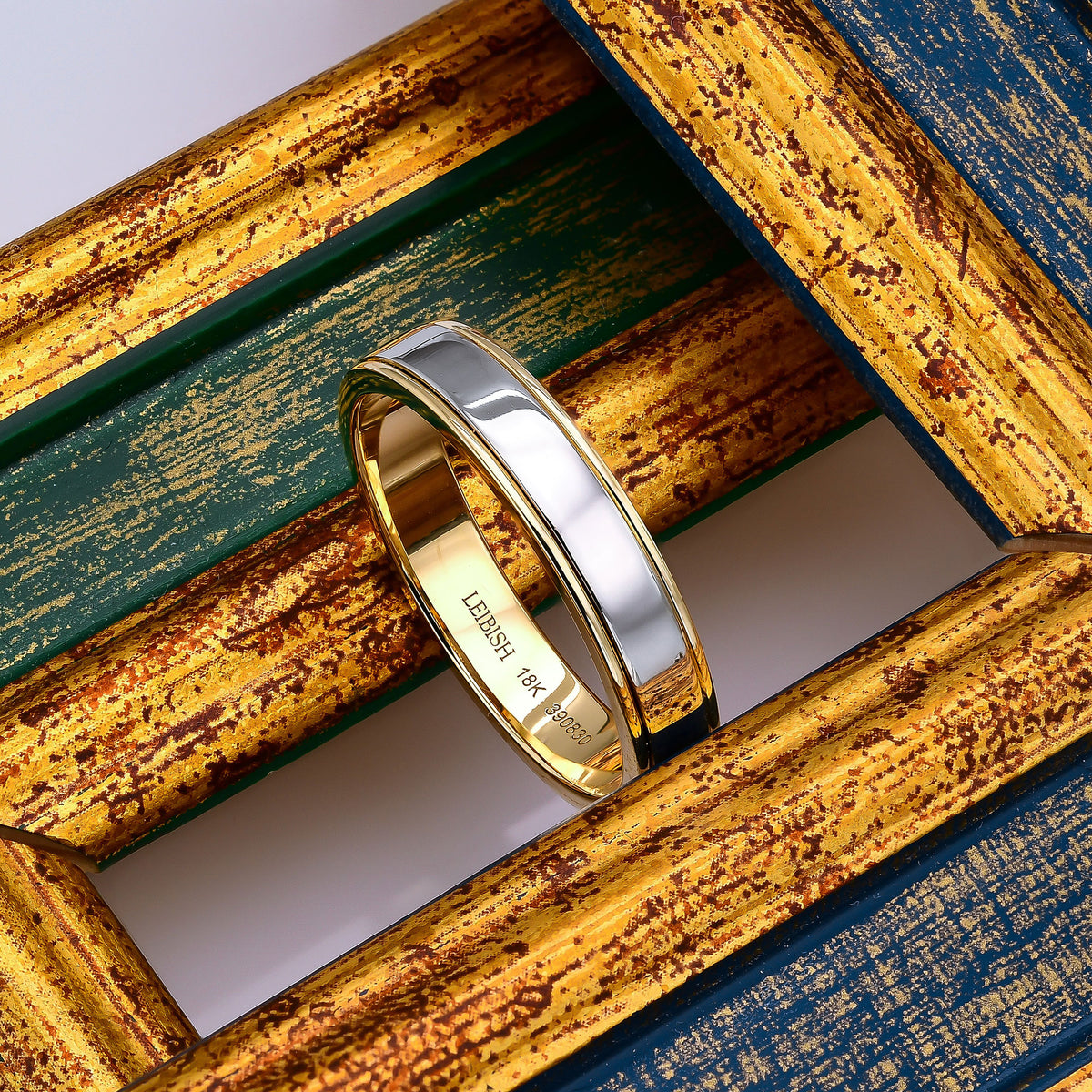Two Tone Men's Gold Wedding Band