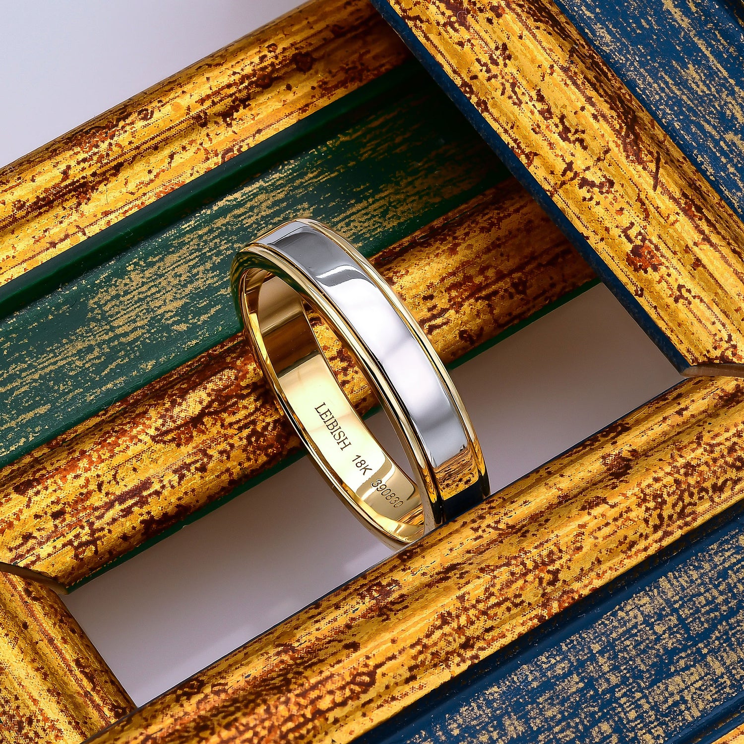 Two Tone Men's Gold Wedding Band