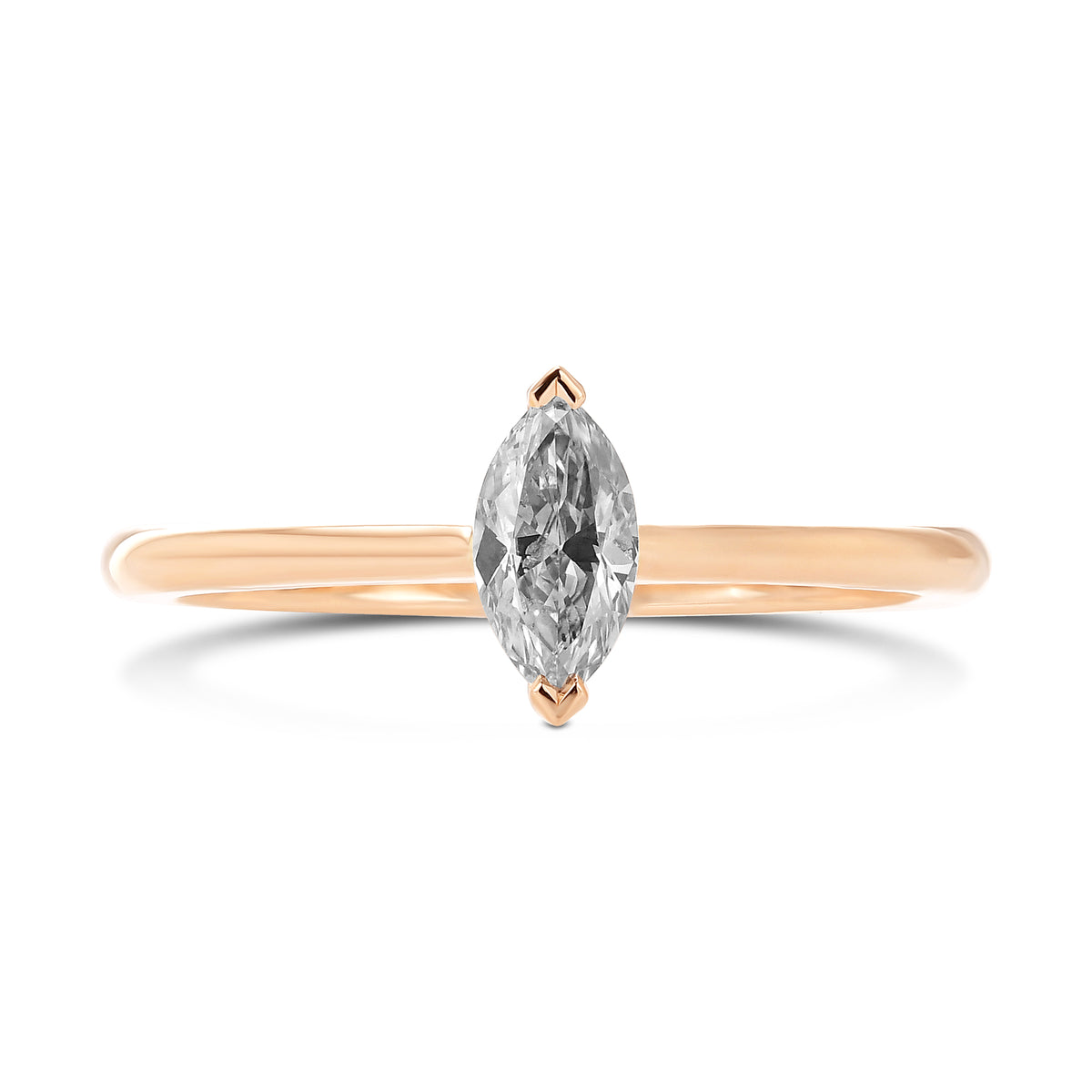 Fancy Light Gray Marquise Diamond Solitaire Ring