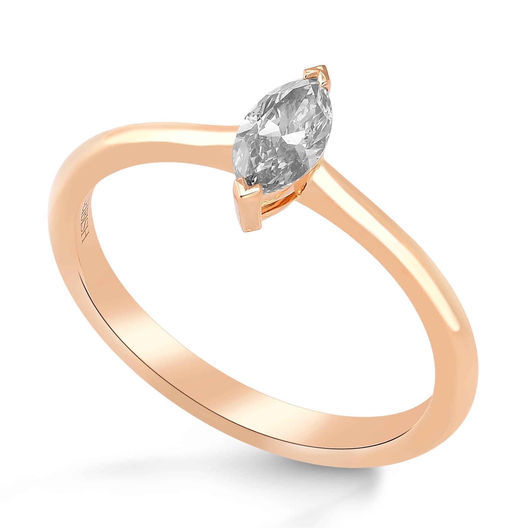Fancy Light Gray Marquise Diamond Solitaire Ring