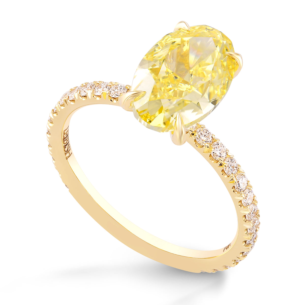 Fancy Yellow Oval Diamond Wedding Set Rings