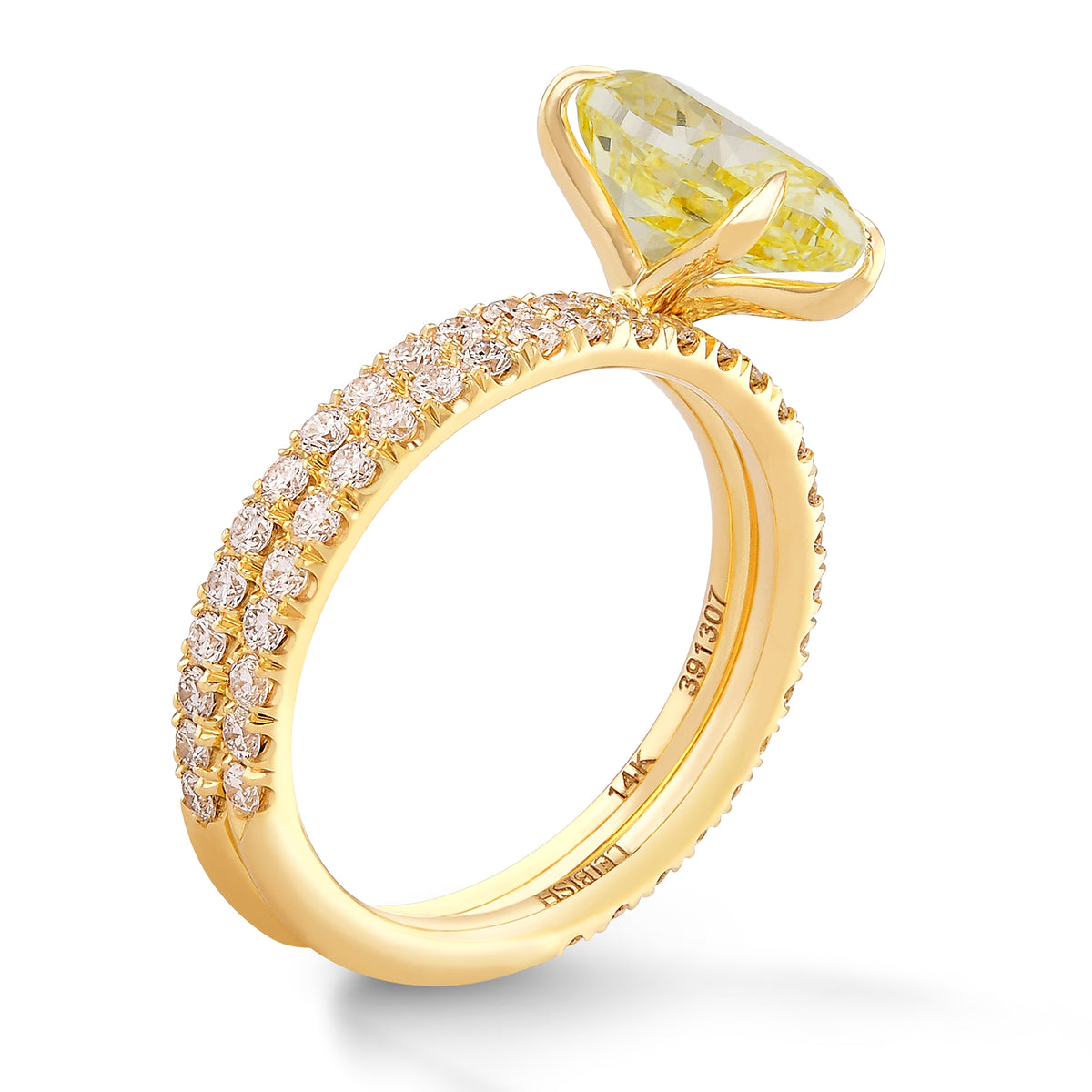 Fancy Yellow Oval Diamond Wedding Set Rings