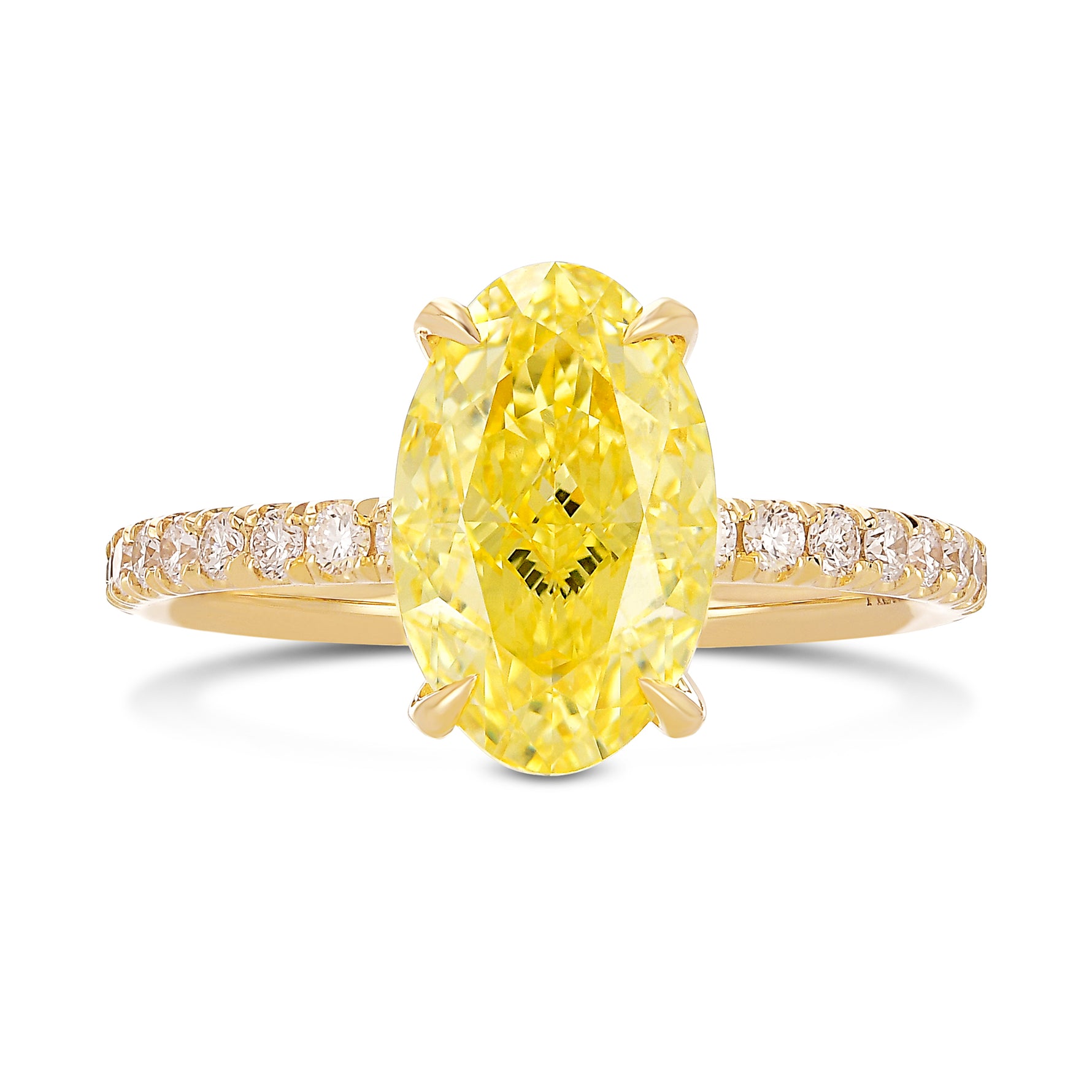 Fancy Yellow Oval Diamond Wedding Set Rings