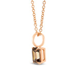 Fancy Dark Orangy Brown Emerald Diamond Solitaire Pendant