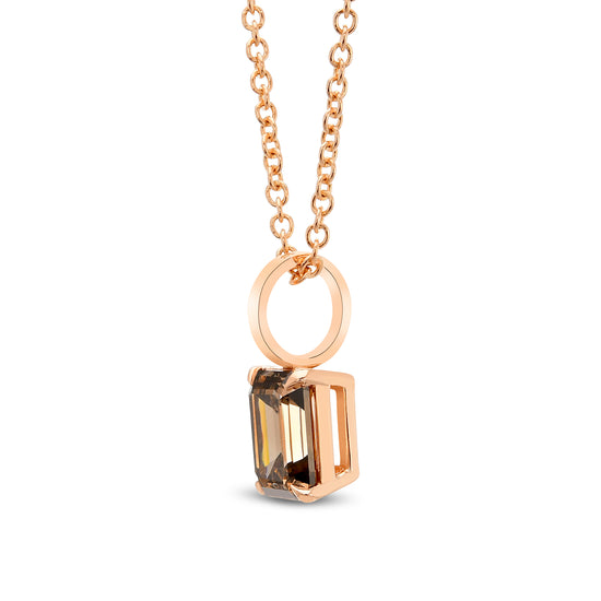 Fancy Dark Orangy Brown Emerald Diamond Solitaire Pendant
