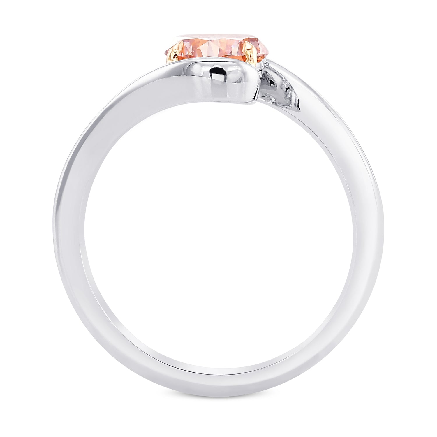 Fancy Orangy Pink Round Diamond Solitaire Ring