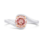 Fancy Orangy Pink Round Diamond Solitaire Ring