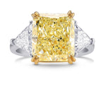 Fancy Light Yellow Radiant and Triangle 3 Stones Diamond Ring