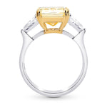 Fancy Light Yellow Radiant and Triangle 3 Stones Diamond Ring