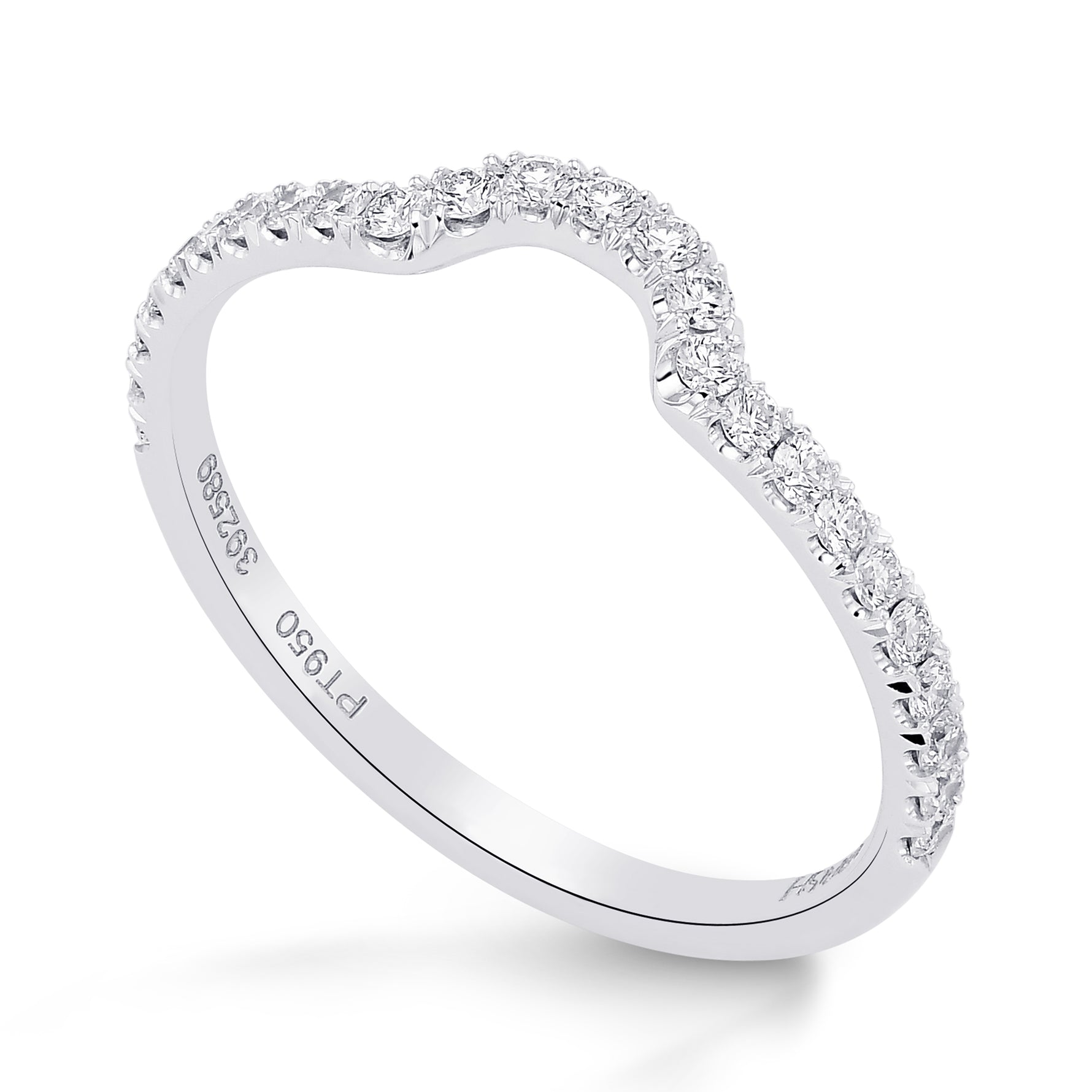 Contoured Diamond Wedding Band Ring